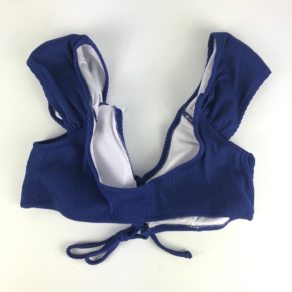 Cupshe Lace Up Bikini Swim Top Blue Small - Picture 4 of 7